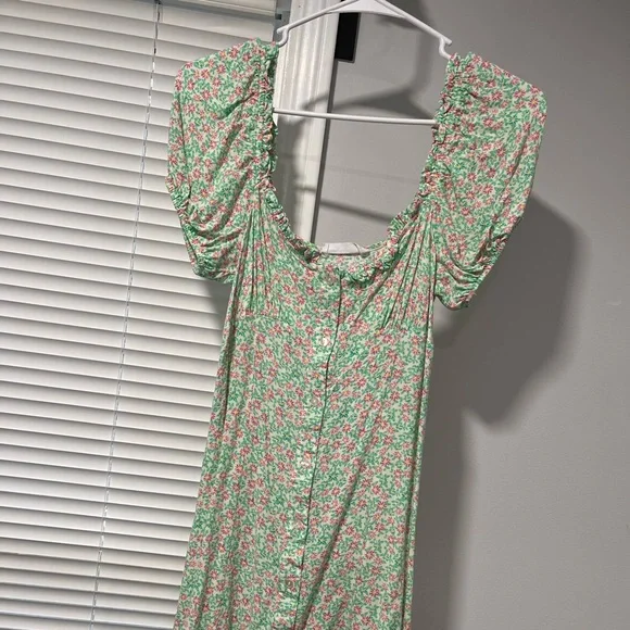 Primark Dresses | Turquoise Floral Dress | Color: Green/Pink | Size: 4 | Mariah102's Closet